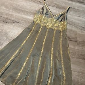 Carmen Marc Valvo Gold and Gray Mini Dress